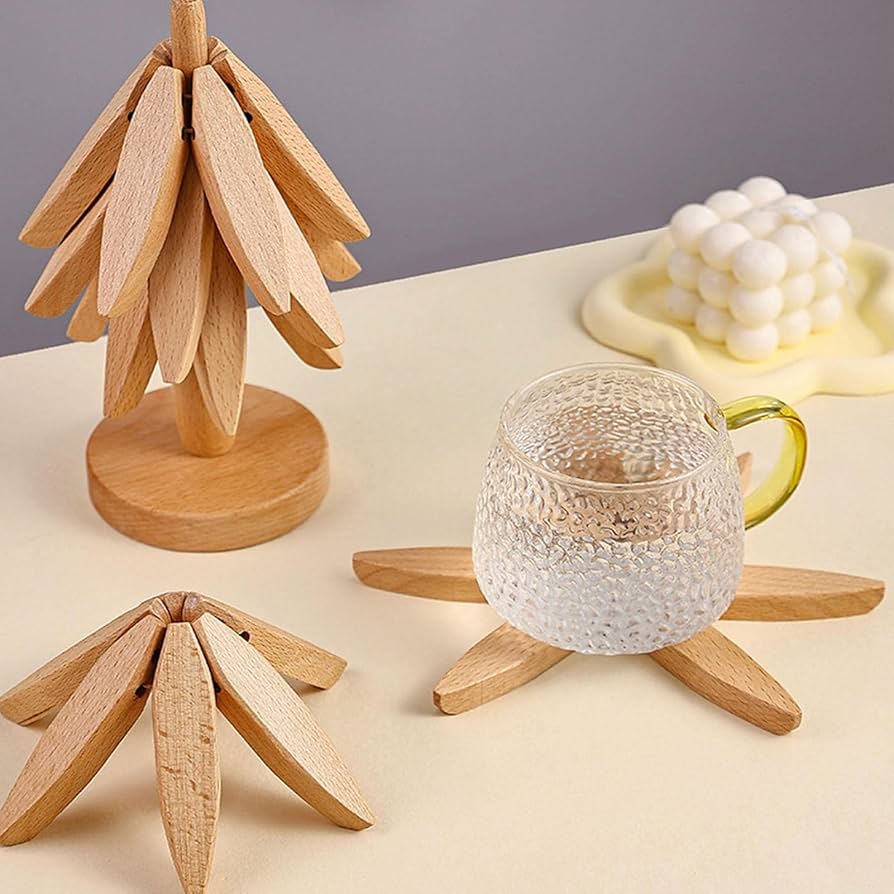 Posavasos de bambú con diseño de árbol PREMIUM⭐(5 UNIDADES)