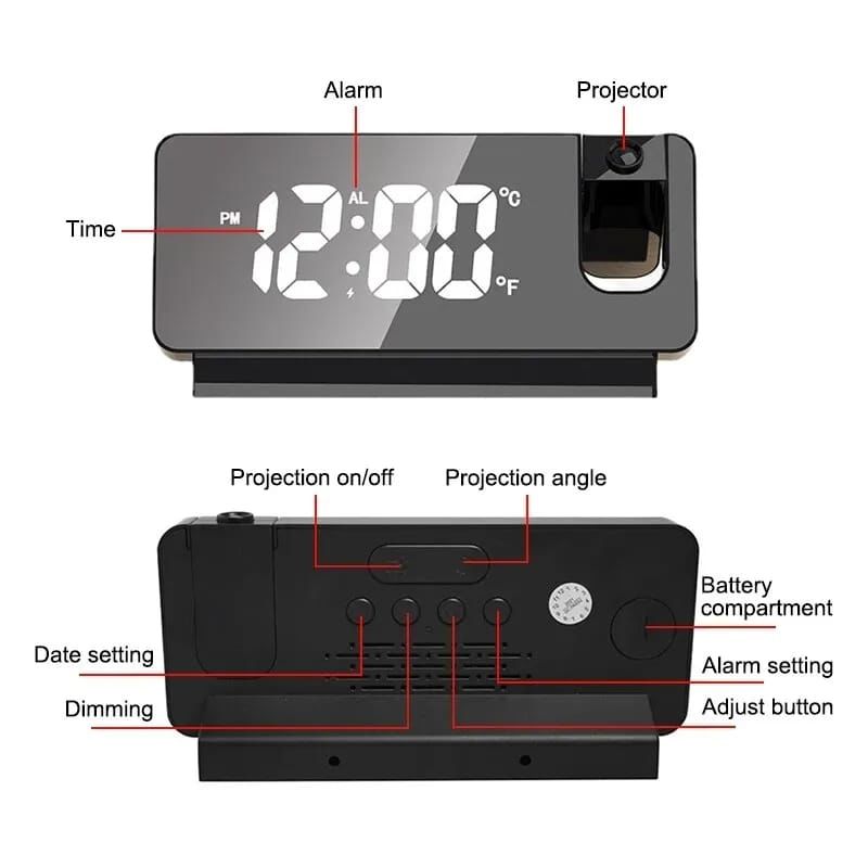 Reloj Alarma elegante con PROYECTOR 🎥 (ENVIO GRATIS)✅