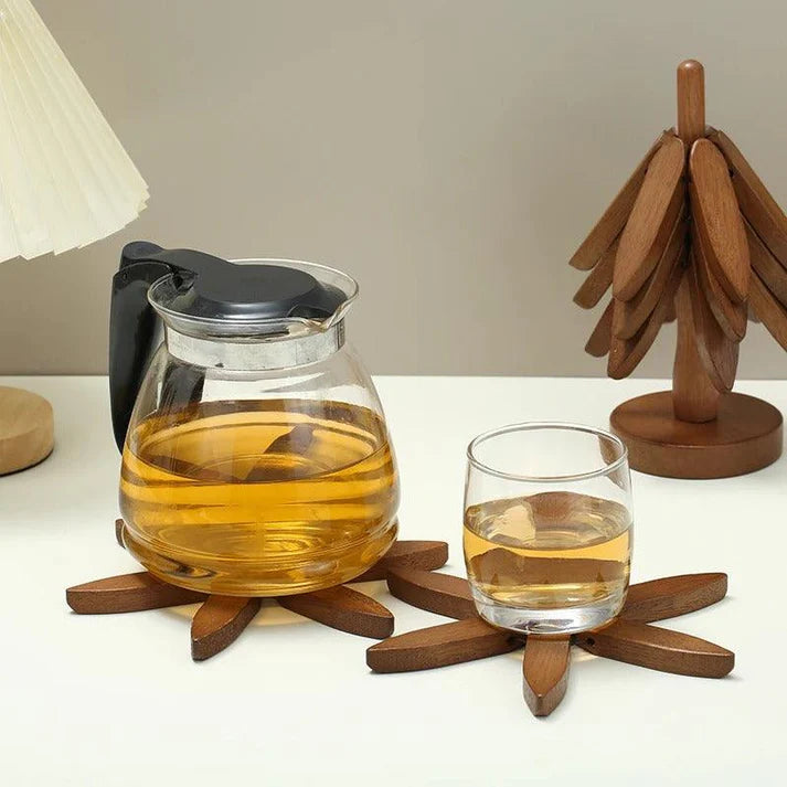 Posavasos de bambú con diseño de árbol PREMIUM⭐(5 UNIDADES)