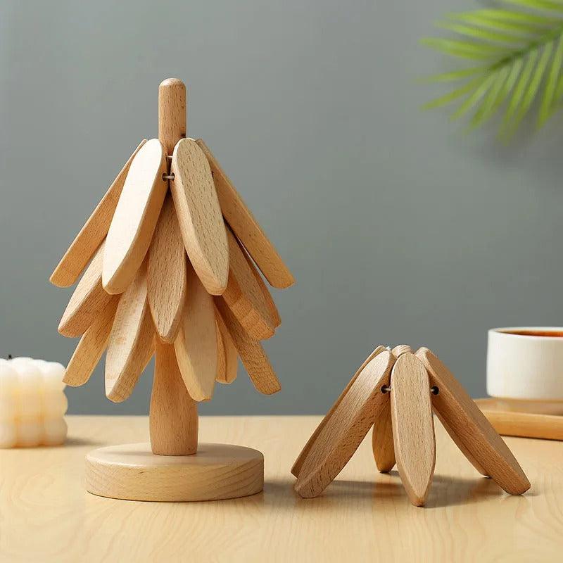 Posavasos de bambú con diseño de árbol PREMIUM⭐(5 UNIDADES)