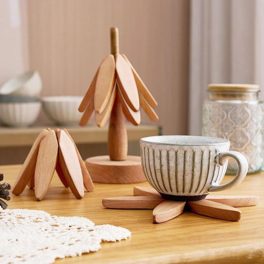 Posavasos de bambú con diseño de árbol PREMIUM⭐(5 UNIDADES)